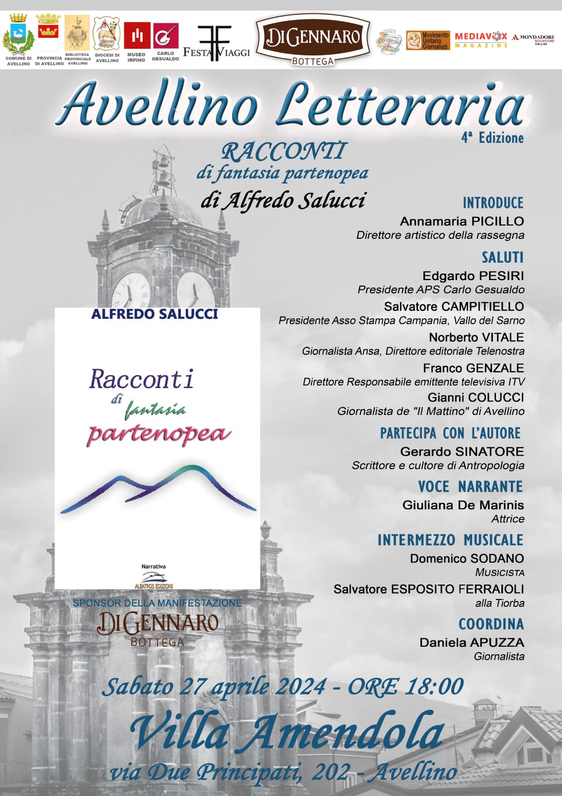 Alfredo Salucci, con “Racconti di fantasia partenopea”, inaugura il salotto di Avellino Letteraria 2024
